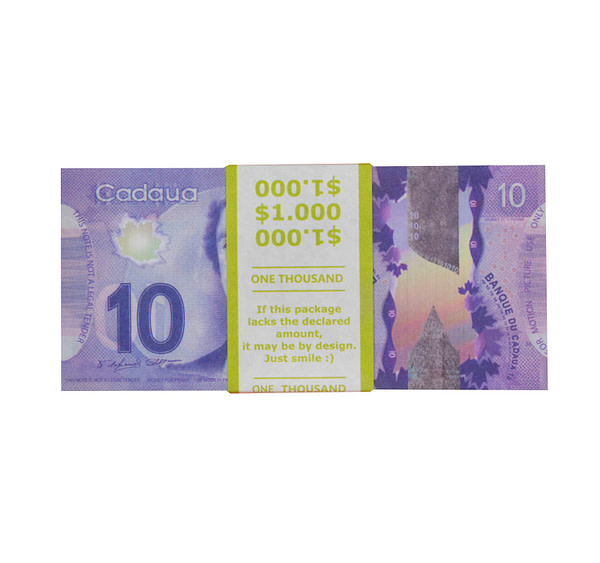 acheter 10 dollars canadiens pile de 100 faux billets face avant