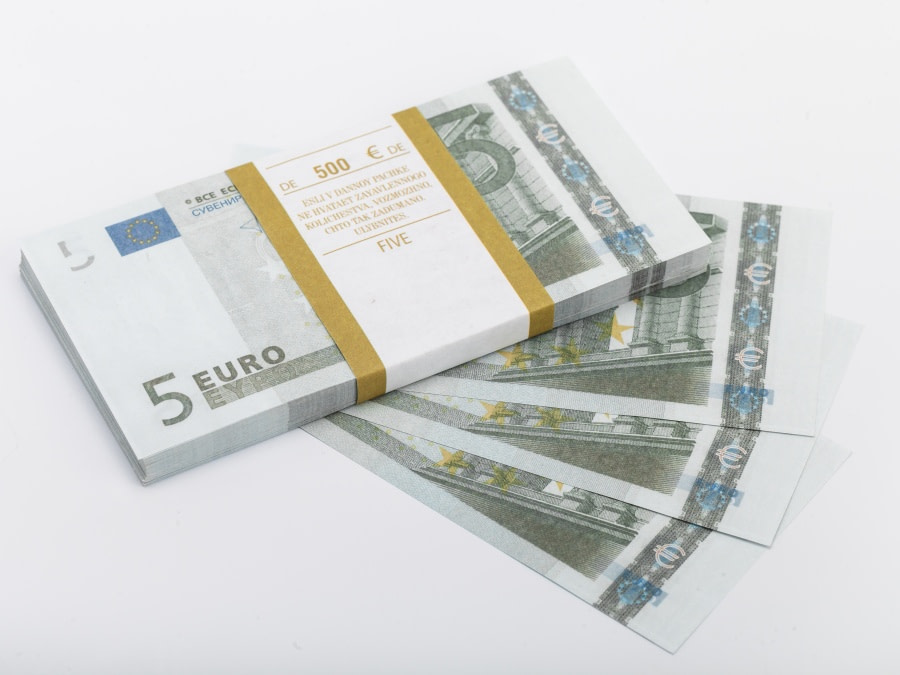 5 euros pile de 100 faux billets
