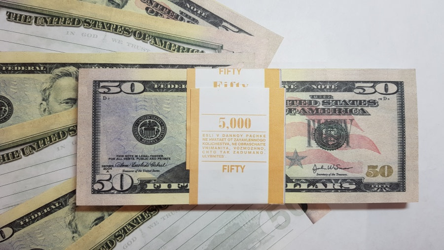 Bloc-notes de faux billets de 50 dollars américains