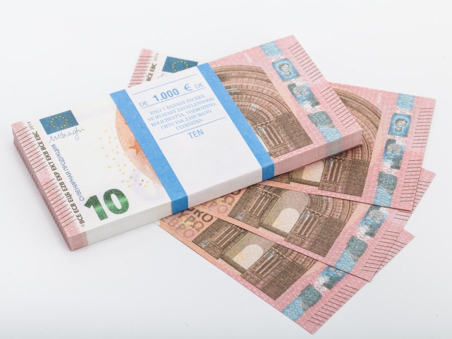 10 euros pile de 100 faux billets