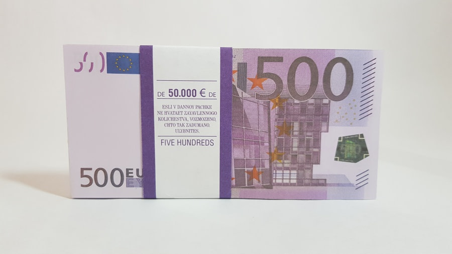 Bloc-notes de faux billets de 500 euros
