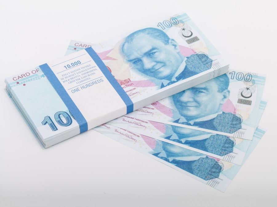 100 lire turque pile de 100 faux billets