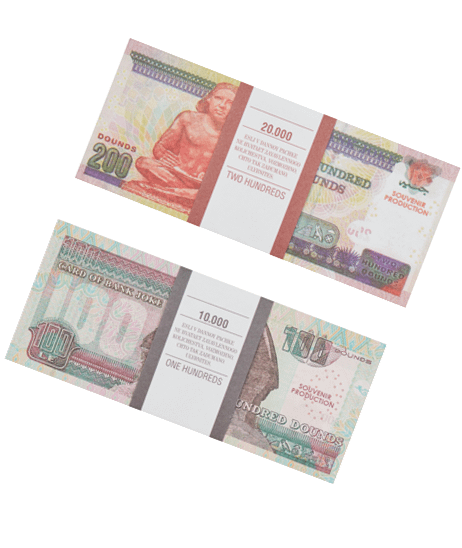 Kit de faux billets Livres égyptiennes 100, 200