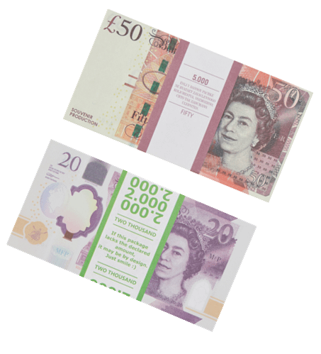 Kit de faux billets Livres britanniques 20, 50