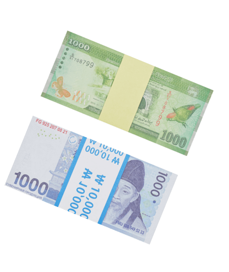 Kit de faux billets 1000 wons, 1000 roupies sri-lankaises