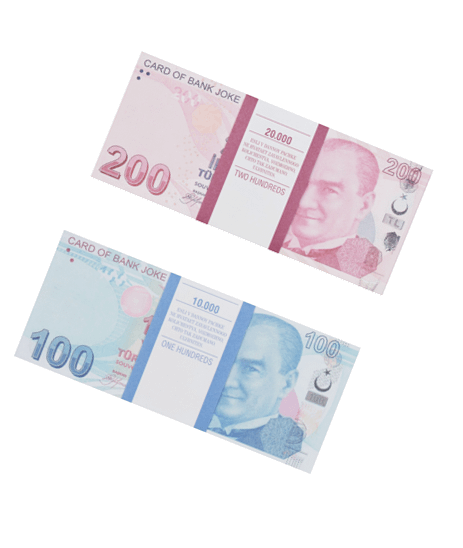 Kit de faux billets Lires turques 100, 200