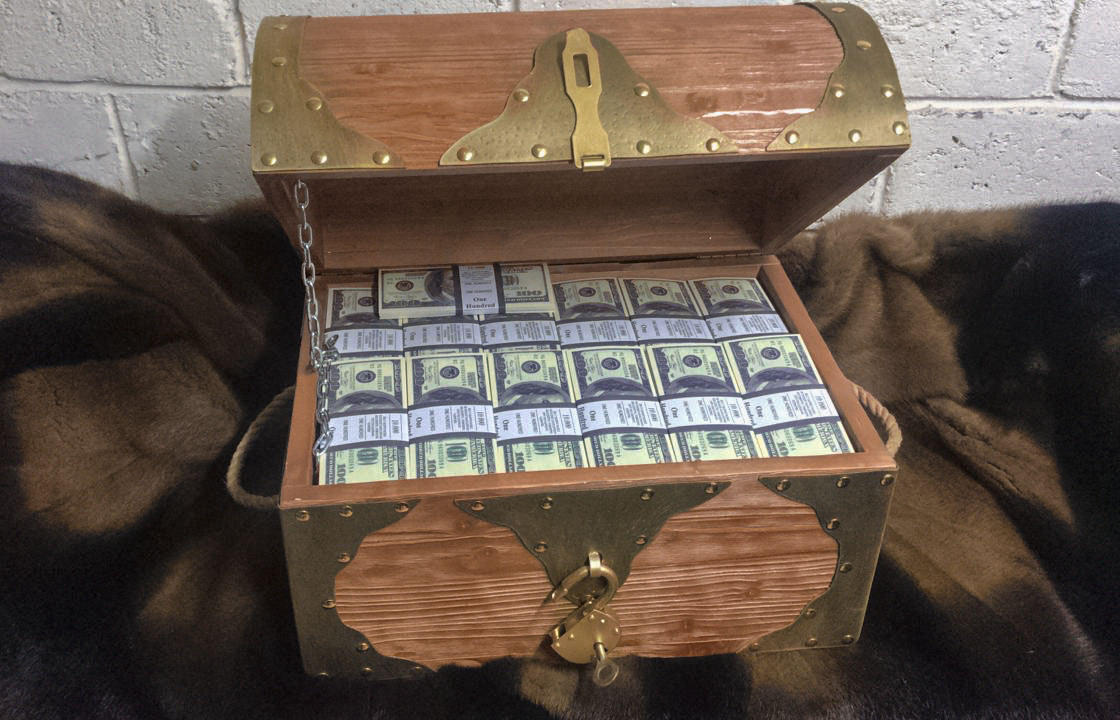 NOUVEAUX 100 Dollars américains faux billets Coffre de pirate