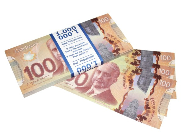 NOUVELLE 100 dollars canadiens pile de 100 faux billets