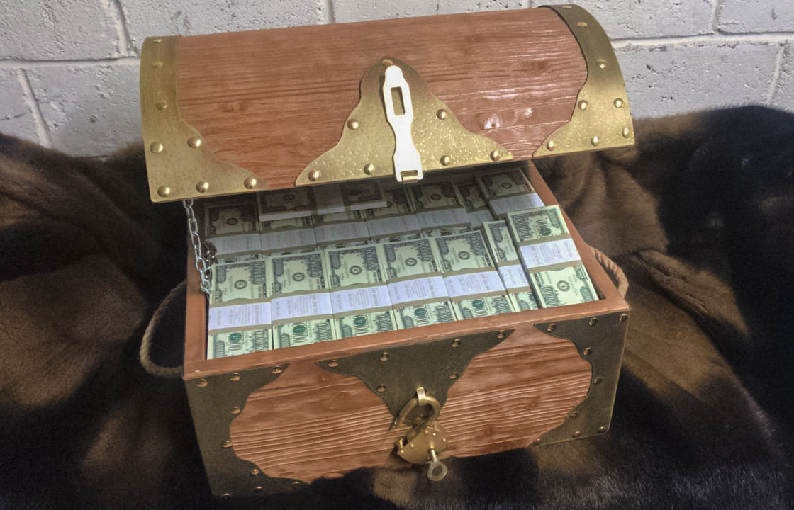 1000000 Dollars américains faux billets Coffre de pirate