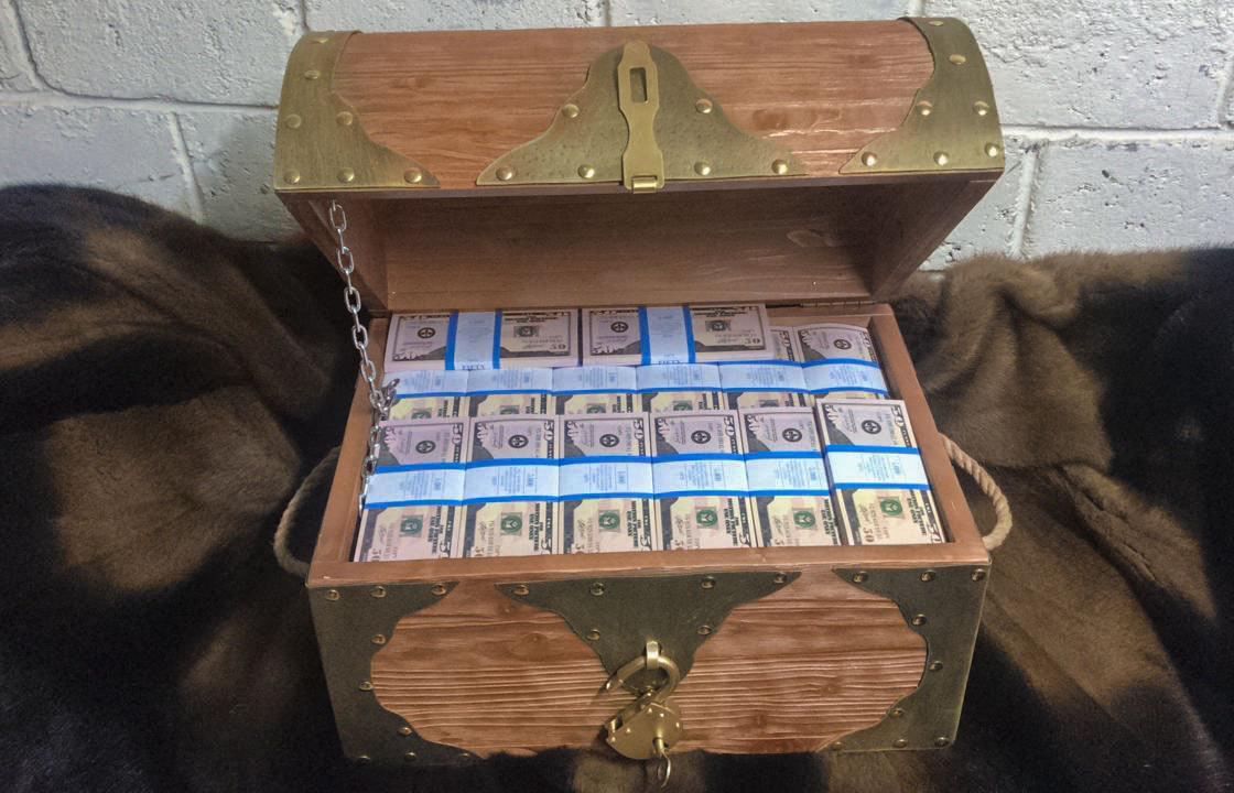 50 Dollars américains faux billets Coffre de pirate